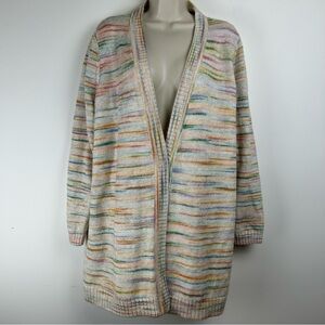 Talbots Cardigan with Multicolored Variegated Knit sz 1X Lagenlook Rainbow Cozy